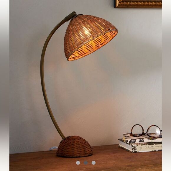 NEW Anthropologie Liz Rattan Task Lamp - Picture 1 of 6